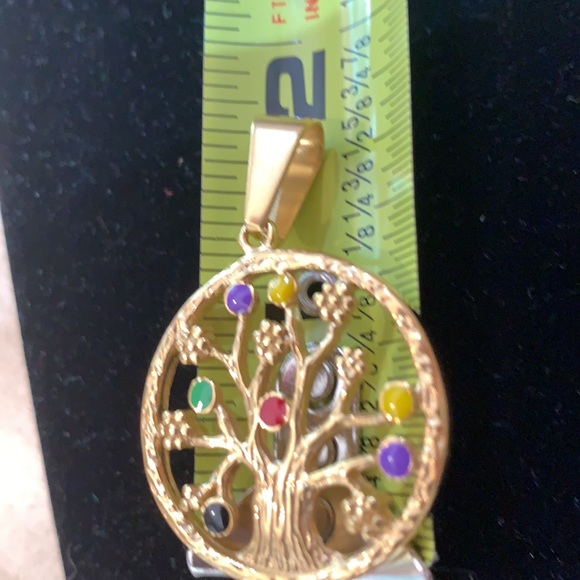 New Gold Tone Stainless Steel Tree of Life Pendant - Picture 10 of 10